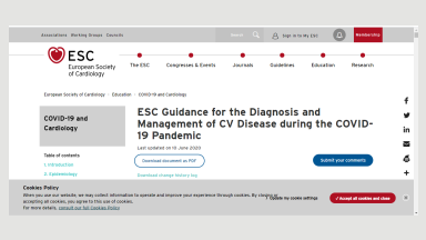 ESC Guidance for the Diagnosis and Management of CV Disease during the COVID-19 Pandemic [aka ESC Guidance COVID-19 Pandemic]