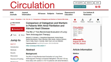 Comparison of Dabigatran and Warfarin in Patients With Atrial Fibrillation and Valvular Heart Disease