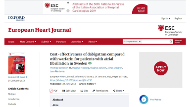 Cost-effectiveness of dabigatran compared with warfarin for patients with atrial fibrillation in Sweden