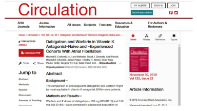 Dabigatran and Warfarin in Vitamin K Antagonist Naive and Experienced Cohorts With Atrial Fibrillation