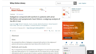 Dabigatran compared with warfarin in patients with atrial fibrillation and symptomatic heart failure: A subgroup analysis of the RE-LY trial
