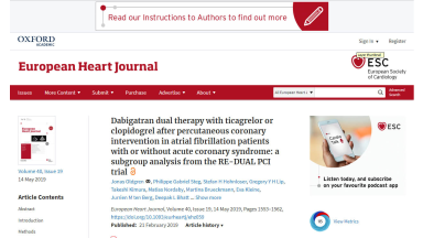 Dabigatran dual therapy with ticagrelor or clopidogrel after percutaneous coronary intervention in atrial fibrillation patients with or without acute coronary syndrome: a subgroup analysis from the RE-DUAL PCI trial