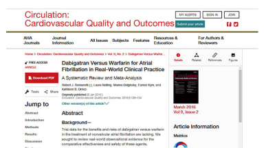 Dabigatran Versus Warfarin for Atrial Fibrillation in Real-World Clinical Practice