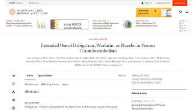 Extended Use of Dabigatran, Warfarin, or Placebo in Venous Thromboembolism