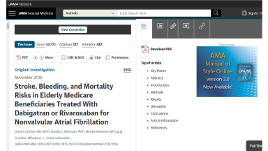 Stroke, Bleeding, and Mortality Risks in Elderly Medicare Beneficiaries Treated With Dabigatran or Rivaroxaban for Nonvalvular Atrial Fibrillation