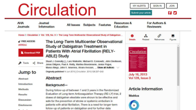 The Long-Term Multicenter Observational Study of Dabigatran Treatment in Patients With Atrial Fibrillation (RELY-ABLE) Study